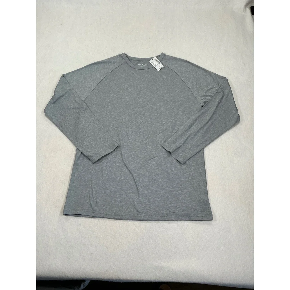 The Childrens Place Boys XXL 16 Gray Long Sleeve Performance Raglan Shirt NWT
